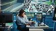 Employee navigating on satellite radar and map to search for routes