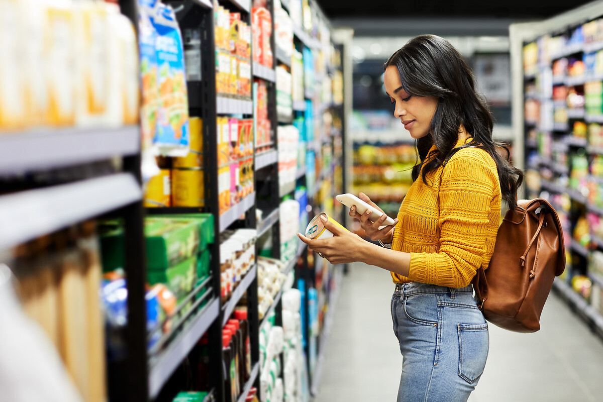 Woman browsing shelves in a retail store