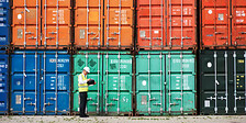 Man controlling customs rights at containers