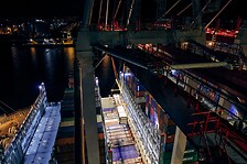 Container shipping and containers in a port