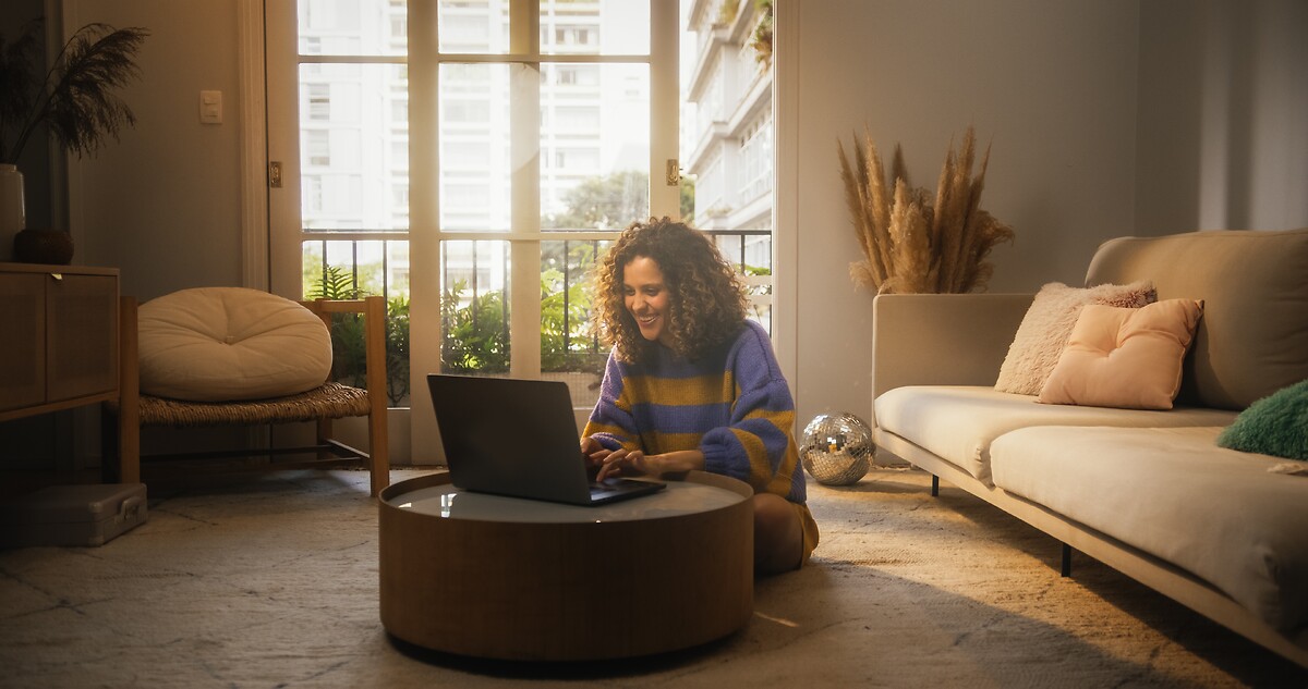 Woman working on her laptop