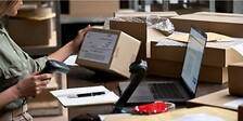woman scan parcel elogistics