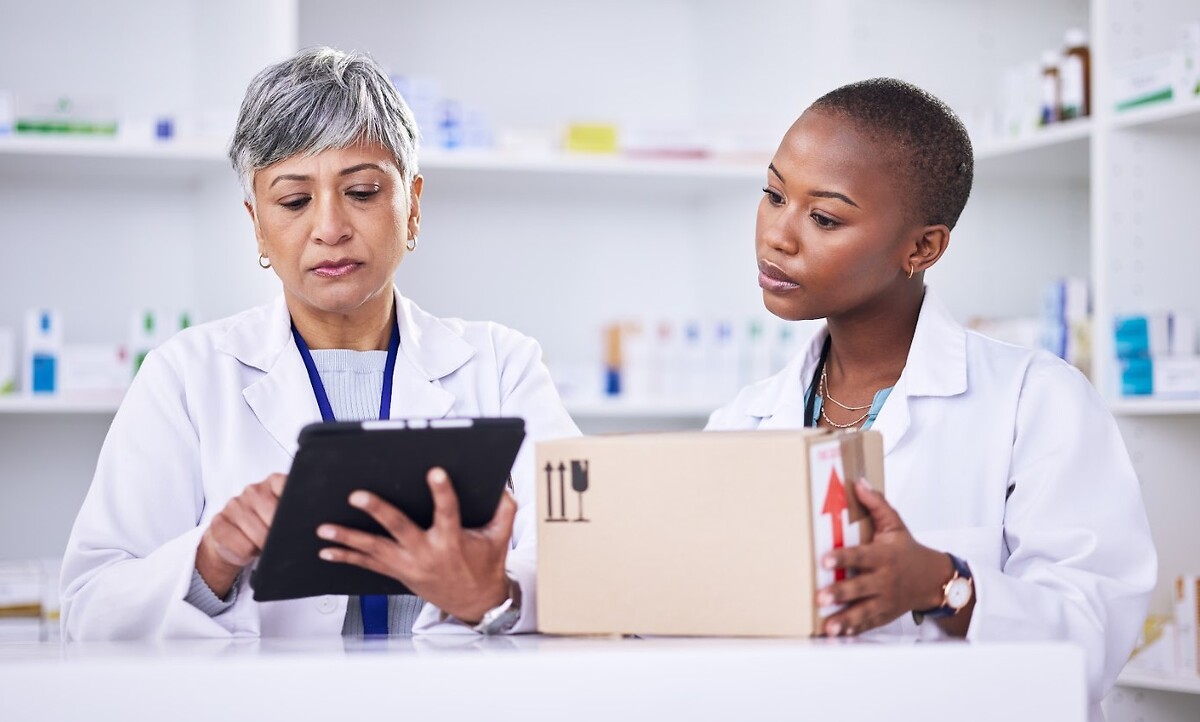 Medical professionals with healthcare products