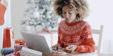 woman buying online for christmas season