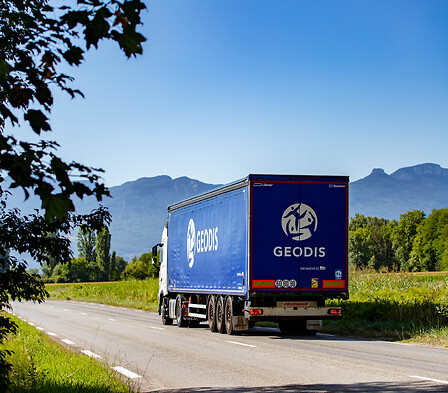 Truck on the Road with mountains