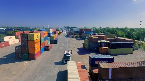 Containers stored in the Pekaes terminal in Lodz - Poland